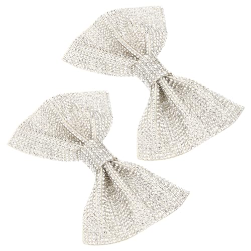 FRCOLOR 1 Paar Glitzernde Rhinestone Schuhclips für Damen Handgemachte Schleifen Schuhdekoration für High Heels Pumps und Sandalen Silber von FRCOLOR