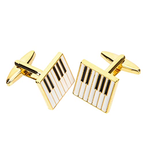 FRCOLOR 1 Paar Goldene Klavier Manschettenknöpfe für Herren Hemdknöpfe mit Kreativem Klavierdesign Anzüge Hochzeiten Besondere Anlässe von FRCOLOR