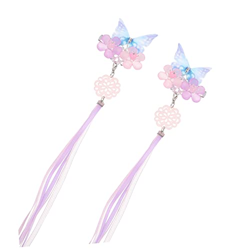 FRCOLOR 1 Paar Hanfu-kopfbedeckung Kawaii Haarschmuck Klauenclips Für Dickes Haar Haarspangen Für Han Chinesische Kleidung Haarnadel Mädchen Geschenk Chinesischer Stil Violett Metall Acryl von FRCOLOR