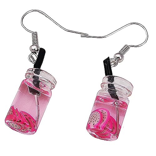FRCOLOR 1 Paar Kreative obst ohrringe Creolen trendy funky Ohrringe baumeln Fallen kreativer Hänger Ohr baumeln lustiger Ohrwurm Ohrringe Frauen Ohrenschmuck rot von FRCOLOR