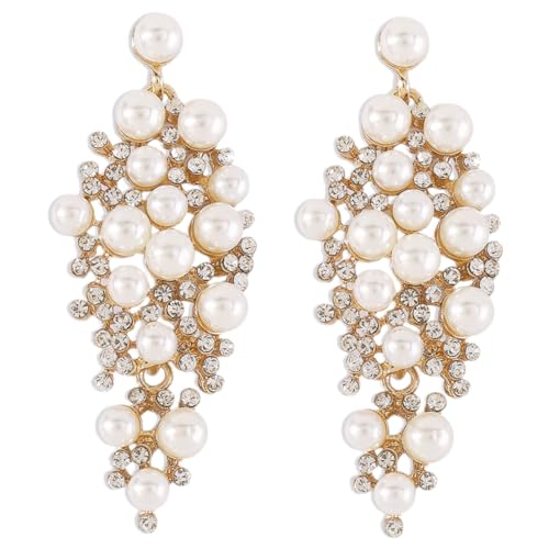 FRCOLOR Perlenohrringe Für Damen Baumelnde Ohrstecker Aus Kunstperlen Statement Schmuck Für Alltag Und Feiertage Leicht Und Langlebig von FRCOLOR