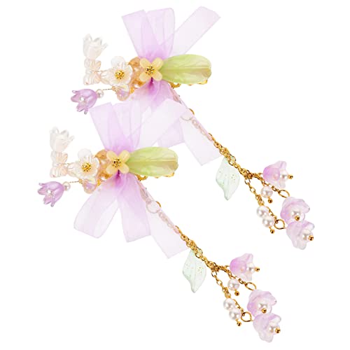 FRCOLOR 1 Paar Quaste Haarspange Strass-blumen-haarspangen Haarspange Brautaccessoires Für Damen Chinesischer Hanfu-haarschmuck Haarspangen Mit Quasten Baby China Die Blumen von FRCOLOR