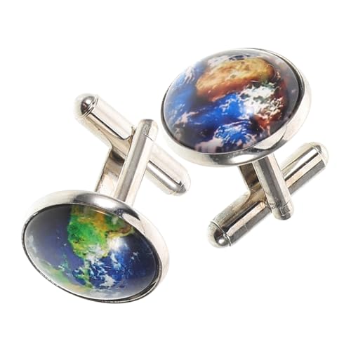 FRCOLOR 1 Paar Retro Manschettenknöpfe Weltkugel-Schmuck Silberne Manschettenknöpfe für Herren Herrenmanschettenknöpfe Metall Khaki von FRCOLOR