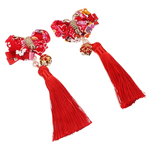 FRCOLOR 1 Paar Schmetterling Quaste Haarspange japanisch Hanfu Haarschmuck Tiara Stirnband Haarspange für Kinder neujahr kopfschmuck Tang-Anzug Haarnadel Ausgabekarte Kopfbedeckung Stoff von FRCOLOR