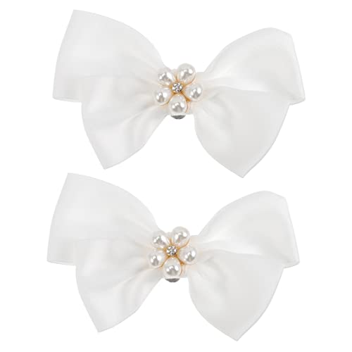 FRCOLOR Schuhclips Mit Großen Schleifen Für Hochzeit Abnehmbare Schnallen Perlen Dekor Stilvolle Schuhschmuck Für Damen Und Mädchen Hochzeitsaccessoires von FRCOLOR