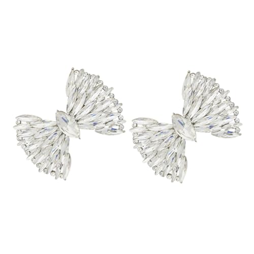 FRCOLOR 1 Paar Schuhschmuck mit Schleifen Design Abnehmbare Schuhschnallen für Partys Silberne Dekoration für Damen High Heels Stilvolle und Langlebige Accessoires für Auftritte von FRCOLOR