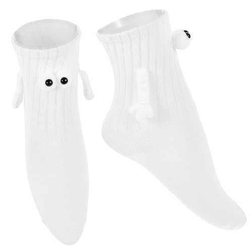 FRCOLOR 1 Paar Freundschaftsgeschenksocken Neuheitssocken Für Herren Magnetische Paarsocken Männer-cartoon-socken Unisex-socken Fitnesssocken Mann Baumwolle Schlauchsocken Weiß Trend von FRCOLOR