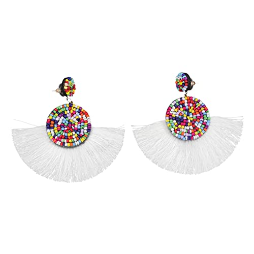 FRCOLOR 1 Paar Statement Ohrringe Für Damen Perlenohrringe Perlenohrringe Für Damen Trendiger Mädchenschmuck Damenohrringe Quastenohrringe Baumelnde Ohrringe Flow Comb Polyester von FRCOLOR