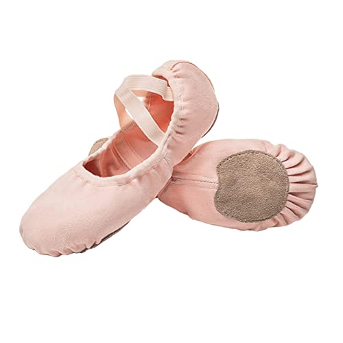 FRCOLOR 1 Paar Tanzschuhe Ballettschuhe Sohle Ballettschuh Tanzpraxis Schuhe Wohnungen Ballettschuh für Erwachsene Mädchen Holzbodenschuhe tanzende Socken Ballett Spitzenschuhe Leder Rosa von FRCOLOR