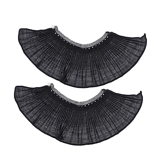 FRCOLOR 1 Paar dekorative Manschetten gerippte Bündchen zum Öffnen Ärmel für Spitze verlängern Manschette hochzeitsdeko falsche Manschetten Spitzenmanschette Chiffon Black von FRCOLOR