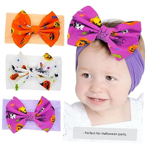 FRCOLOR 1 Satz 3st Halloween Kinder Stirnband Nylon-stirnband Baby Säuglingshaarband Schleifen-turban Für Kinder Halloween-turban Für Kleinkinder Neugeboren Stoff Krawatte Lieferungen von FRCOLOR