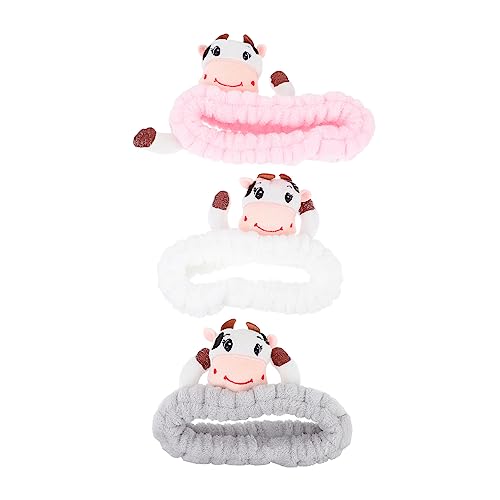 FRCOLOR 3er-pack Süße Haarbänder Mit Kuh-cartoon- – Freundliche Dehnbare Make-up-haargummis Für Sport Dekorationen Partys von FRCOLOR