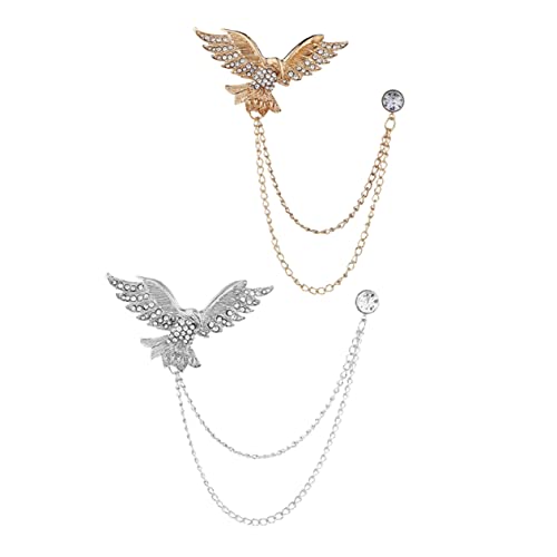 FRCOLOR 1 Satz Anstecknadel Mit Kette Quaste Für Herren Retro Brosche Für Anzug Hemdkragen Elegantes Kleidungszubehör Für Besondere Anlässe 2 Stück von FRCOLOR