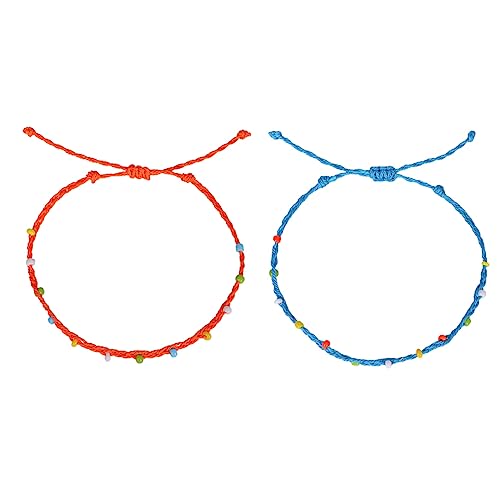FRCOLOR 2stücke Fußkettchen Im Boho-stil Armband Mit Steinquaste Fußkettchen Im Folk-stil Mehrschichtiges Für Damen von FRCOLOR