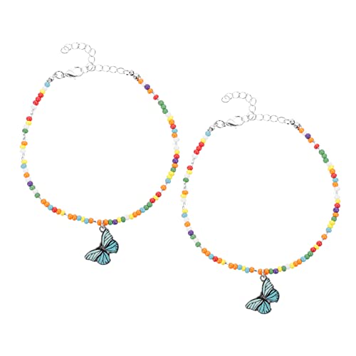 FRCOLOR 2stücke Perlen-fußkettchen Für Frauen Fußkettchen Mit Perlen Böhmische Knöchel Armband Fußschmuck Aus Reisperlen Fußkette Verstellbares Design Für Party Strand Urlaub von FRCOLOR