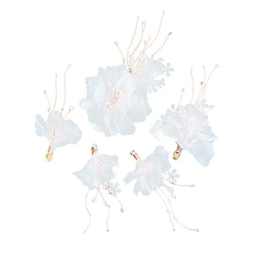 FRCOLOR 1 Satz Braut Haarspange Ohrringe Party Braut- Zubehör Brautjungfer Griffe Frauen Kopfbedeckung Klammer Blumenschmuck Aus Chiffon Ohrclips Aus Stoff Mit Haarspangen Weiß FRCOLOR 1 Satz Braut Haarspange Ohrringe Party Braut- Zubehör Brautjungfer Griffe Frauen Kopfbedeckung Klammer Blumenschmuck Aus Chiffon Ohrclips Aus Stoff Mit Haarspangen Weiß von FRCOLOR