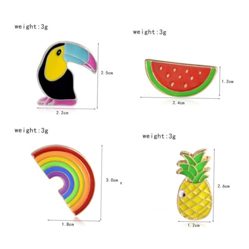 FRCOLOR 4stücke Regenbogen Ananas Brosche Cartoon Brustnadel Damen Mädchen Mode Accessoires Kleidungsdekoration Schmuck Haken Halskette Verzierung von FRCOLOR