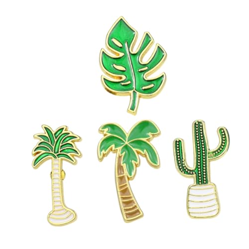 FRCOLOR 4 Stück Kaktus Brosche Kokosnussbaum Monstera Brustnadel Legierung Schmuck für Frauen und Mädchen für Hochzeiten Geburtstage und Partys von FRCOLOR
