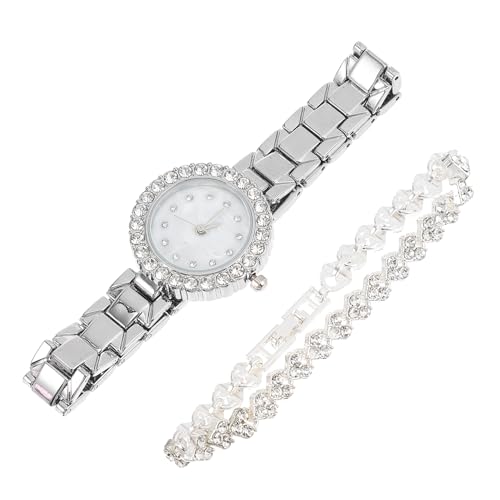 FRCOLOR 1 Satz Damen Armbanduhr mit Armband Set Glitzer Uhr Armreifen für Besondere Anlässe Geschenkidee für Weihnachten Hochzeit Jubiläen Stilvolles Schmuckset von FRCOLOR