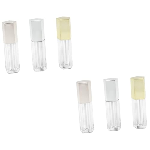 FRCOLOR 1 Satz Diy Lippen Gloss Röhrchen Fünf Eckige Leere Lippenstiftbehälter Hochwertige Manuelle Diy Lip Oil Flasche Kompakte Lip Gloss Tube Für Silber Gold Roségold 3 Stücke von FRCOLOR