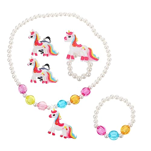 FRCOLOR Einhorn Schmuckset Für Mädchen Mit Ring Armband Für Junge Mädchen Und Halskette Leuchtende Farben Kreativer Stil Für Partys Und Fotografie von FRCOLOR