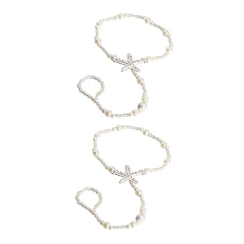 1 Satz Elastische Fußkette Mit Perlen Knöchelketten Für Frauen Für Strandpartys Hochzeiten Vielseitiger Schmuck 2 Stück von FRCOLOR
