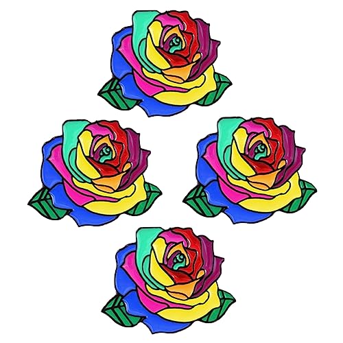 FRCOLOR 1 Satz Farbige Rosenbroschen Kreative Broschen Legierung Dekorative Brustnadeln Für Kleidung Taschen Must Have Accessoire 4 Stück von FRCOLOR
