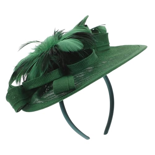 FRCOLOR 1 Satz Federblumen-kopfschmuck Banketthut Für Frauen Tea-party-fascinator-hut Haarschmuck Für Die Braut Fascinator-hut Für Die Braut Für Frauen Green Hanfimitat von FRCOLOR