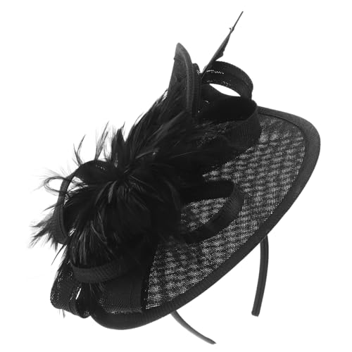 FRCOLOR 1 Satz Federblumen-kopfschmuck Party Braut Hut Stirnband Tea-party-kopfbedeckung Haarschmuck Für Die Braut Fascinator Hut Kopfschmuck Teepartyhüte Für Frauen Black Hanfimitat von FRCOLOR