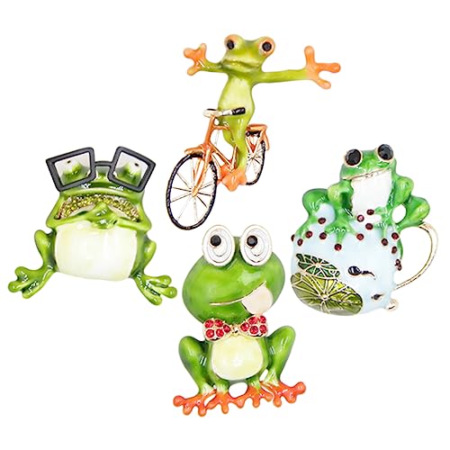 FRCOLOR 1 Satz Frosch Broschen Für Damen Kreative Tier Anstecker Für Kleidung Lustige Cartoon Accessoires Dekorieren Von Kleidung Schals Taschen Langlebiges Material 4 Stück von FRCOLOR