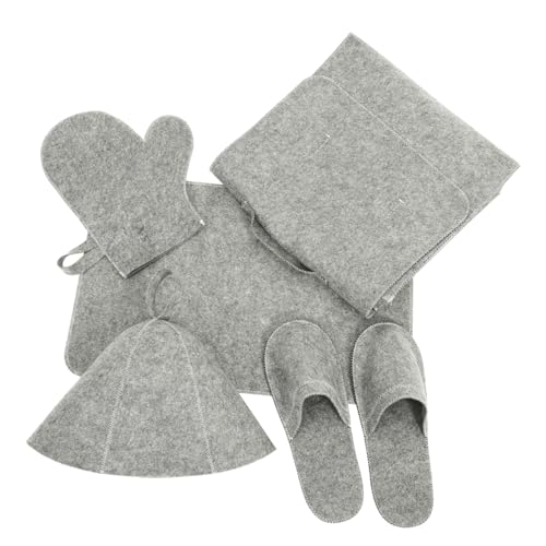 FRCOLOR Saunahut Und Handschuhmatte Aus Filz Für Damen Und Herren Badehüte Und Saunazubehör Zum Baden Große Duschhauben Und Badehandschuhe Für Sauna von FRCOLOR