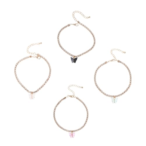 1 Satz Fußkettchen Legierung Mit Glassteinchen Fußschmuck Für Frauen Für Strandpartys Freizeitaktivitäten 4 Stück von FRCOLOR