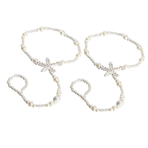 FRCOLOR 1 Satz Fußkettchen Mit Perlen Elastische Anklets Für Bräute Modischer Fußschmuck Für Frauen Für Besondere Anlässe Strandpartys 2 Stück von FRCOLOR