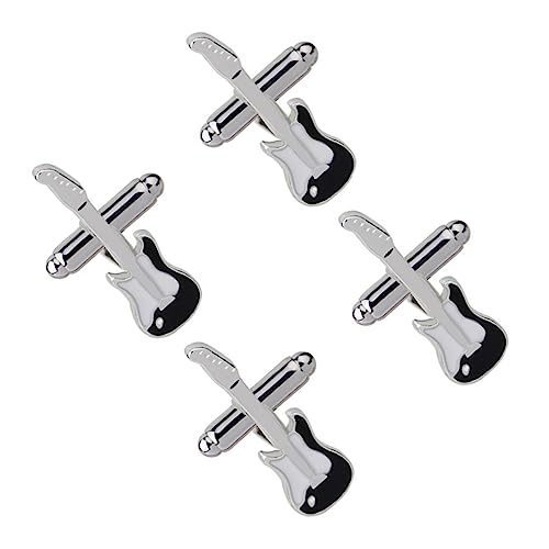 FRCOLOR 2paare Herren Manschettenknöpfe Gitarre Design Hemdknöpfe Kleidungsverschlüsse Langlebig Feine Politur Schickes Design von FRCOLOR