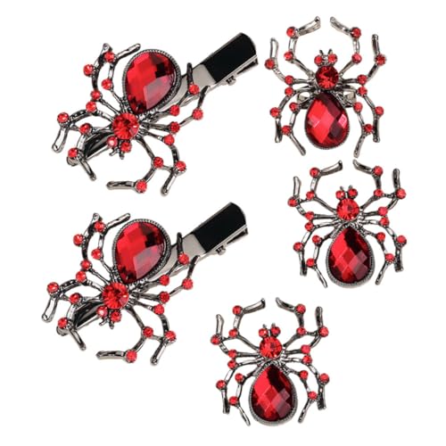 FRCOLOR 1 Satz Halloween-anzug Streich Grunge Ring Mann Plüsch Brosche Perlen Aufkleber Schläger Spinnen-haarspangen Reize Schmuck Zubehör Haarnadel Krähe Rot Zinklegierung von FRCOLOR