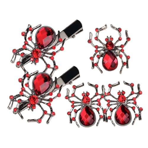 FRCOLOR 1 Satz Halloween-anzug Untersetzer Aufkleber Plüsch Spinnen-haarspangen Ring Streich Kette Armbänder Gruselig Brosche Schläger Stifte Krähe Scherzen Zinklegierung Rot von FRCOLOR