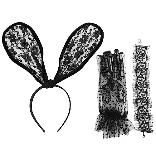 FRCOLOR 1 Satz Hasenmädchen Stirnband Hasenversteck Kaninchen Hasenschwanz Maske Plüschhasen Rosa Hasenohren Make-up-stirnband Kostüm Hasenohren Haarband Stirnband Hase Black Abs von FRCOLOR