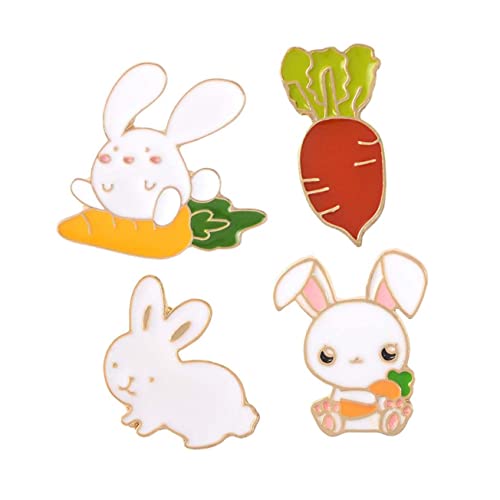 FRCOLOR 4stücke Teiliges Set Niedliche Karotten-rabbit Brosche Kreative Emaille-anstecknadeln Für Mädchen Und Damen Kleidung Schmuck-accessoires Zufällige Designs von FRCOLOR