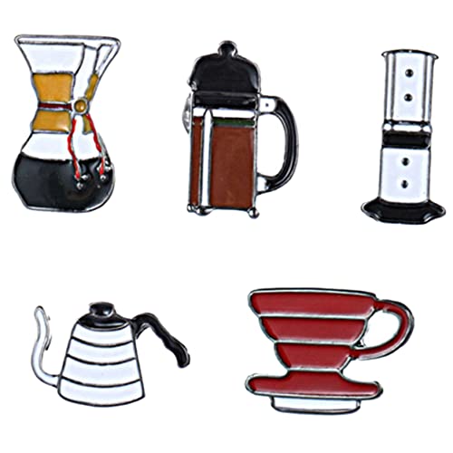 FRCOLOR 5stücke Kaffee-anstecker Kaffee-brosche Emaille-anstecker Für Kleidung Rucksack-brosche Kreativer Für Revers Hut Tasche von FRCOLOR