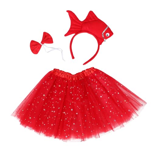 FRCOLOR Kostümset Für Junge Mädchen Plüsch Goldfisch Haarschmuck Mit Rock Meerestier Design Für Halloween Mottopartys Und Alltagsfreude Perfektes Verkleidungszubehör Für Kleine von FRCOLOR