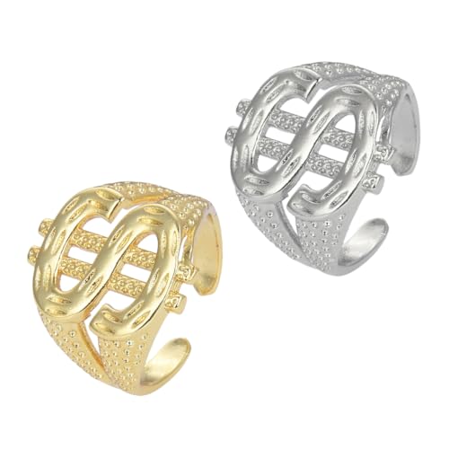 FRCOLOR 2stücke Ringe Männer Offene Ringe Herrenring Fingerringe Ringschmuck Aus Hochwertigen Materialien Verstellbar Für Partys Und Andere Anlässe Schick Und Dekorativ von FRCOLOR