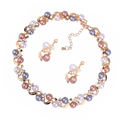 FRCOLOR 1 Satz Perlen Halskette Ohrringe Elegantes Design Langlebig Rostfrei für Besondere Anlässe Einen Einzigartigen von FRCOLOR