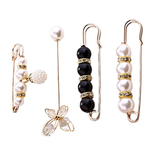 FRCOLOR 1 Satz Perlen Sicherheitsnadel Für Kleidung Taillenpin Für Hosenbund Schal Brosche Elegantes Accessoire Für Damen Fixieren Von Outfits Verhindern Von Blicken 4 Stück von FRCOLOR