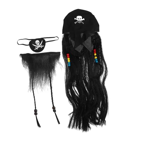 FRCOLOR 1 Satz Piratenperücke Augenklappe Fake Beard für Halloween Cosplay Authentisches Design Bequem Einfach zu Stylen für Mottopartys und Kindergeburtstage von FRCOLOR