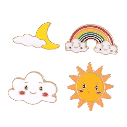 FRCOLOR 4stücke -regenbogen-brosche Kreative Sonne-mond-regenbogen-wolken-brosche Kleidungsdekoration Accessoires Für Mädchen Junge Mädchen Damen von FRCOLOR