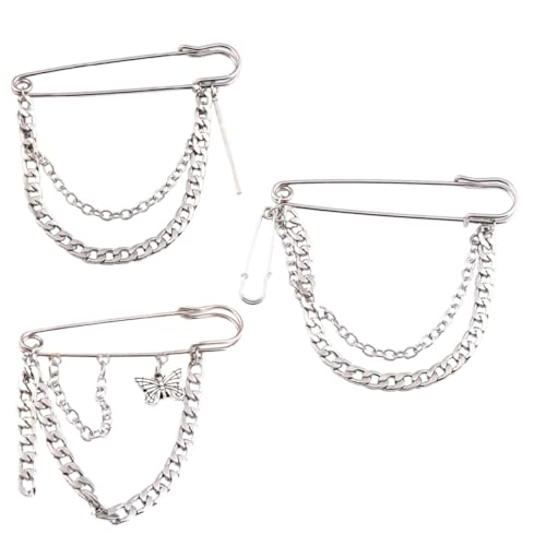 FRCOLOR 1 Satz Retro Brosche Kette Anstecknadel Stilvolle Kleidung Corsage Hip Hop Dekoration Für Jacken Taschen Schals Modeaccessoires 3 Stück von FRCOLOR