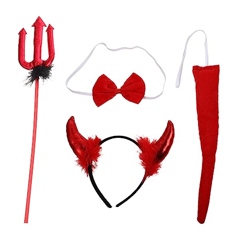 FRCOLOR 1 Satz Stirnband aus Teufelshorn LED-Maske Mann Plüsch Hase halloween haarschmuck halloween kopfschmuck weihnachtsdeko Halloween -Requisite Teufelskostüm für Party Stoff rot von FRCOLOR
