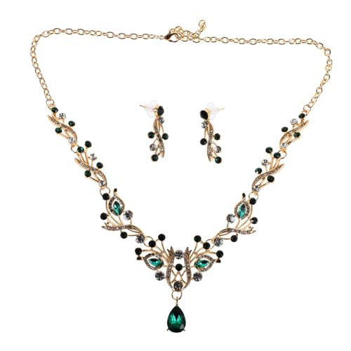 FRCOLOR Halskette Und Ohrringe Set Mit Strass Für Brautjungfern Hochzeitsmode Modische Ohrhänger Und Kette Mit Baumelnden Strassanhängern Elegant von FRCOLOR