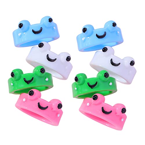 FRCOLOR 8 Stück Entzückende Froschringe Aus Harz Dekorativer Tierfingerring Langlebig Zufällige Farben Für Mädchen Niedlicher Froschschmuck von FRCOLOR
