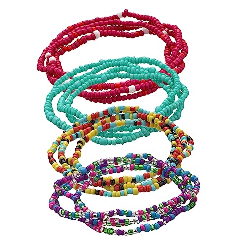 FRCOLOR 4stücke Taillenperlen Bauch Kette Für Damen Elastische Sommerschmuckketten Mit Bunten Perlen Für Bikinis Badeanzüge Und Strandkleider von FRCOLOR